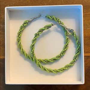 Green beaded hoops